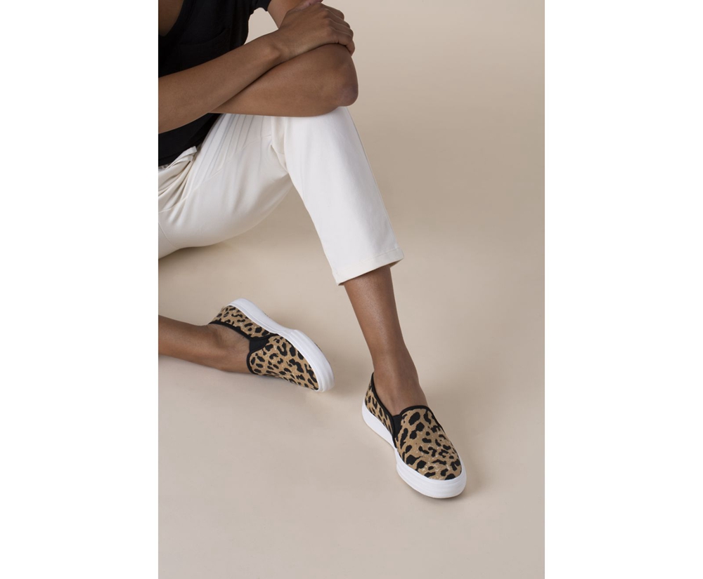 Keds Slip Ons Damen Braun - Double Decker Leopard - ZRD-316754